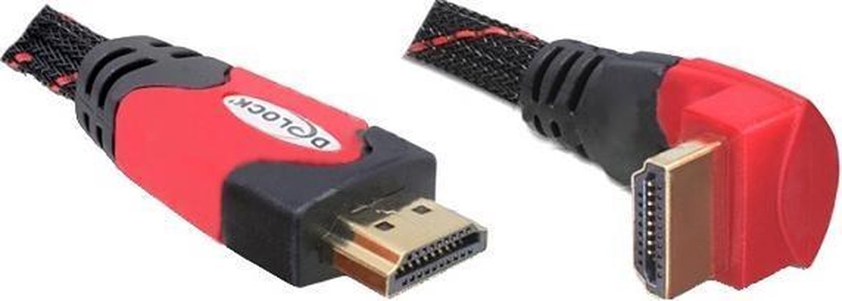 Delock - 1.4 High Speed HDMI kabel - eenzijdig haaks - 1 m - Zwart/Rood