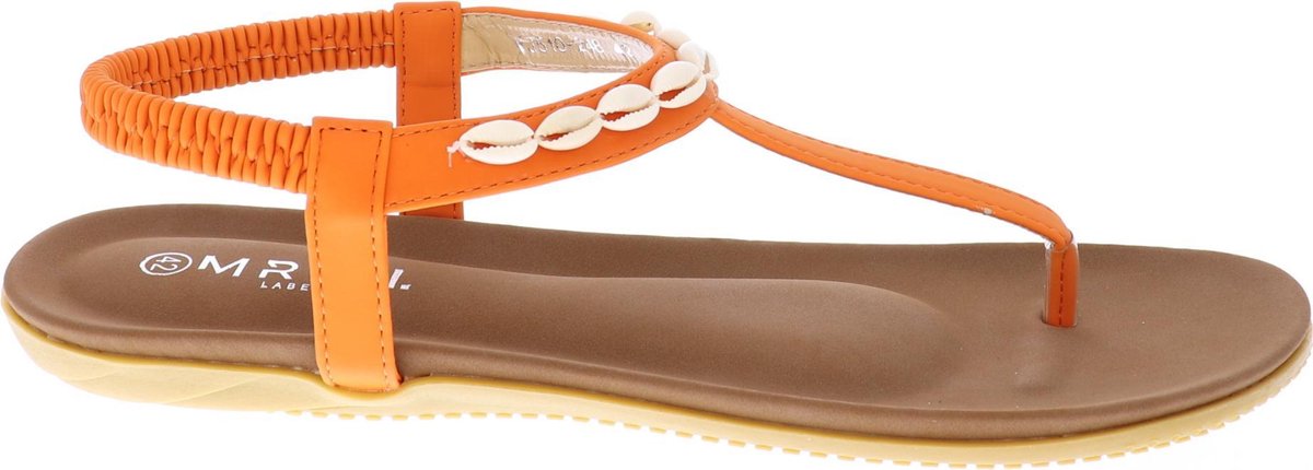 Mrch Label Nikki Slippers Dames - Oranje - Schelpjes -