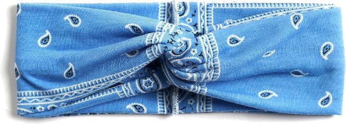 Haarband / Bandana Paisley | Lichtblauw | Elastisch / Katoen | 25x10 cm