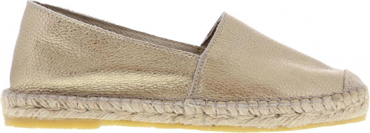 Tango | Vera 1-d soft gold metallic leather flat basic espadrille - natural outsole | Maat: 40