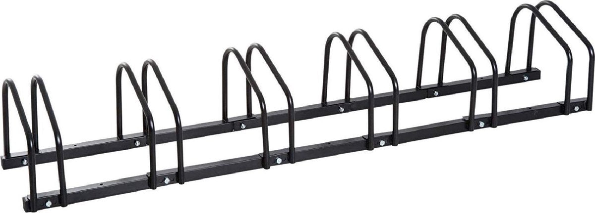 HOMCOM Fietsenrek voor 5 fietsen staal zwart 130 x 33 x 27cm