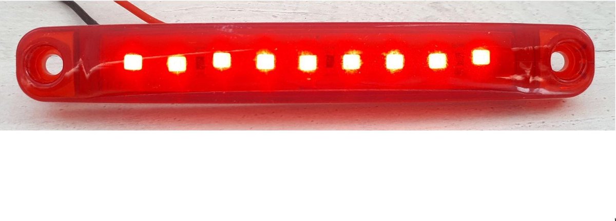 Zij markeringslamp 9 LED 10-30 Volt Rood