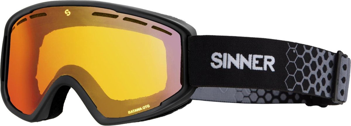 Sinner Batawa OTG Unisex Skibril - Zwart (Oranje lens)