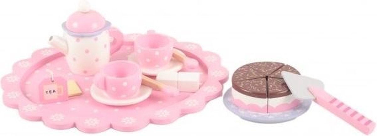Image Toys - Theeset met dienblad- houten speelgoedservies kind
