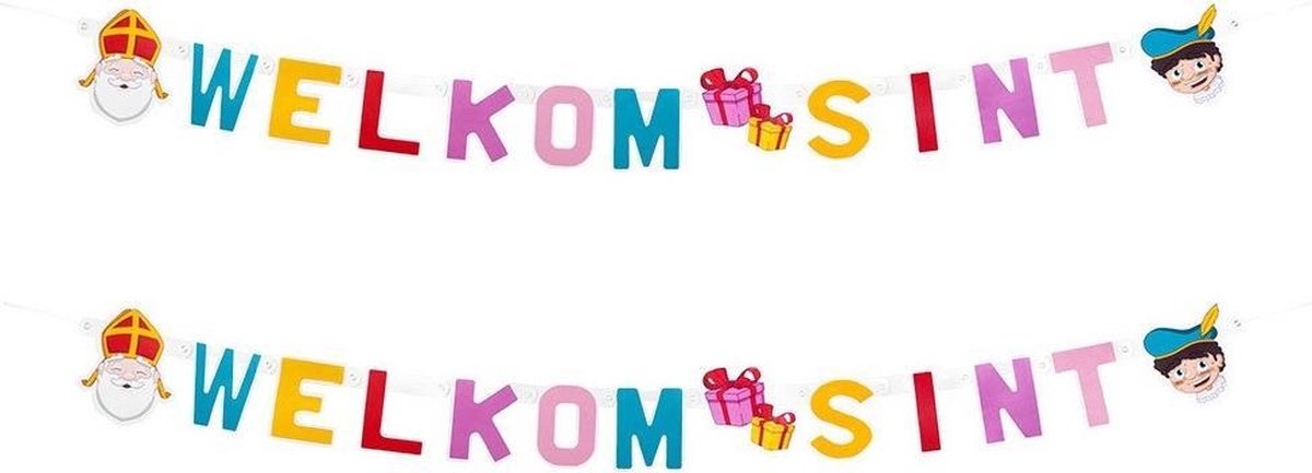 2x Letterslingers Welkom Sint feest  150 cm - Sinterklaasfeest  decoratie slinger
