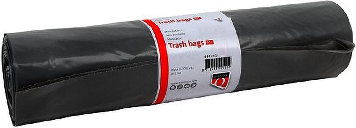 Afvalzak Quantore LDPE T50 60L grijs extra stevig 25 stuks