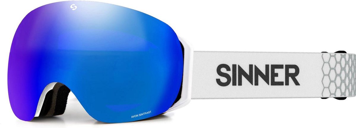 SINNER Avon Skibril - Wit - Blauwe SINTRAST lens + Extra Oranje SINTRAST Lens