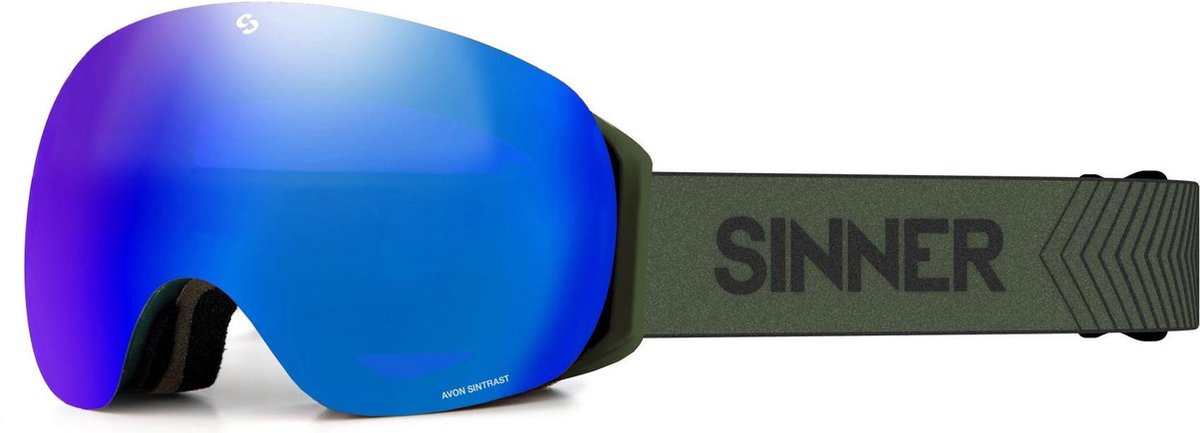 SINNER Avon Skibril - Mosgroen - Blauwe SINTRAST Lens + Extra Oranje SINTRAST Lens