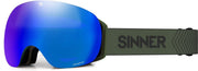 SINNER Avon Skibril - Mosgroen - Blauwe SINTRAST Lens + Extra Oranje SINTRAST Lens