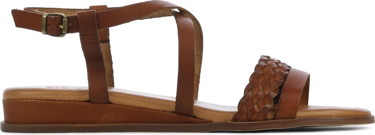 Red Rag Vrouwen Leren  Sandalen / Damesschoenen 79392 - Cognac - Maat 38