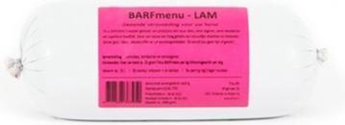 Barfmenu lam premium hondenvoer - 1000 gr - 10 stuks