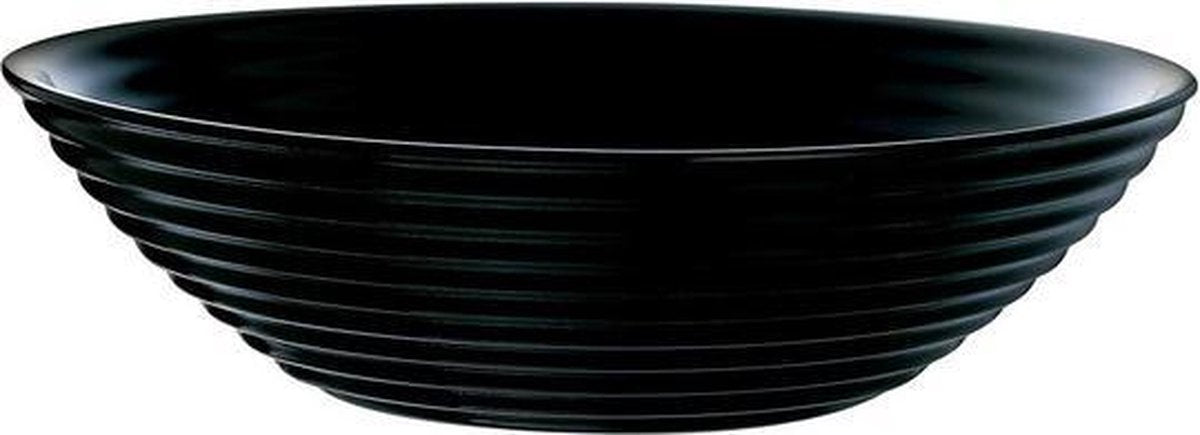 Salade schaal/slakom van zwart glas 27 cm - Schalen en kommen - Keuken accessoires