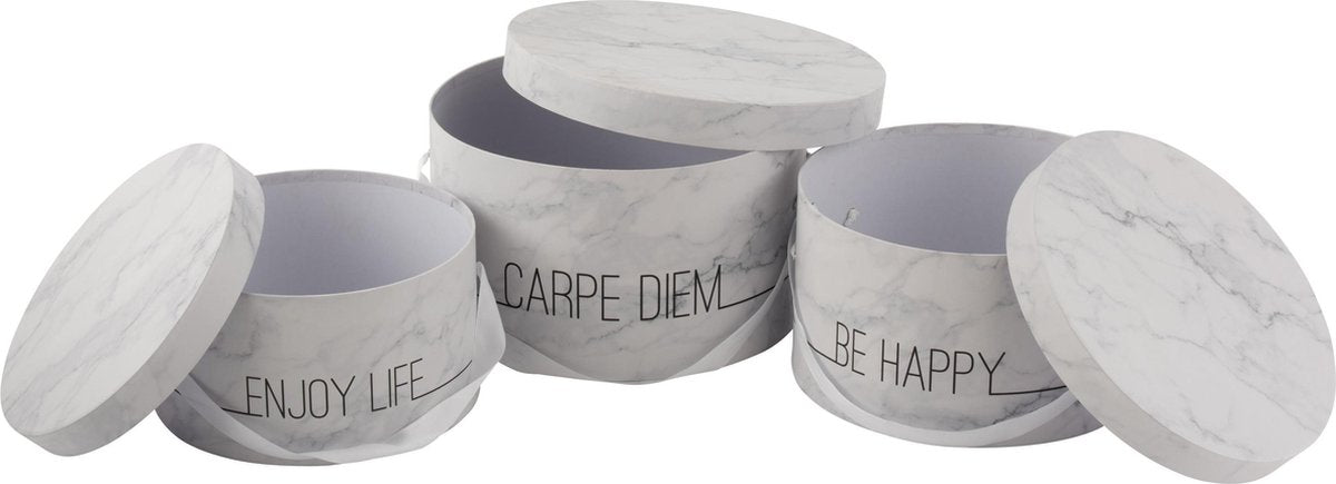 J-Line Set Van 3 Dozen Marmer Laag Enjoy Wit/Zilver