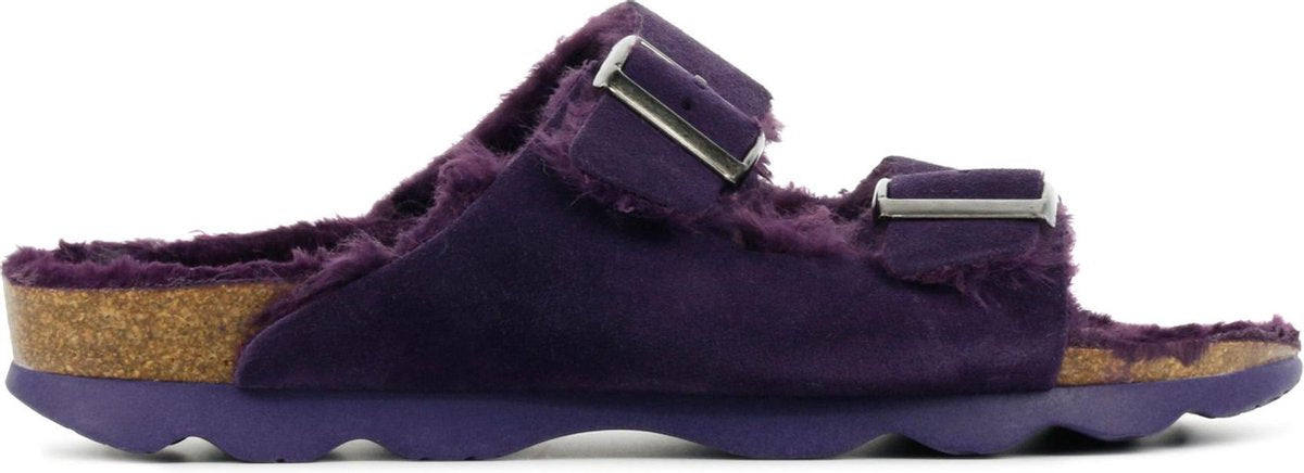 Mace Vrouwen Suède Pantoffels / Damesschoenen Harde zool Sloffen - M1055 - Paars - Maat 41