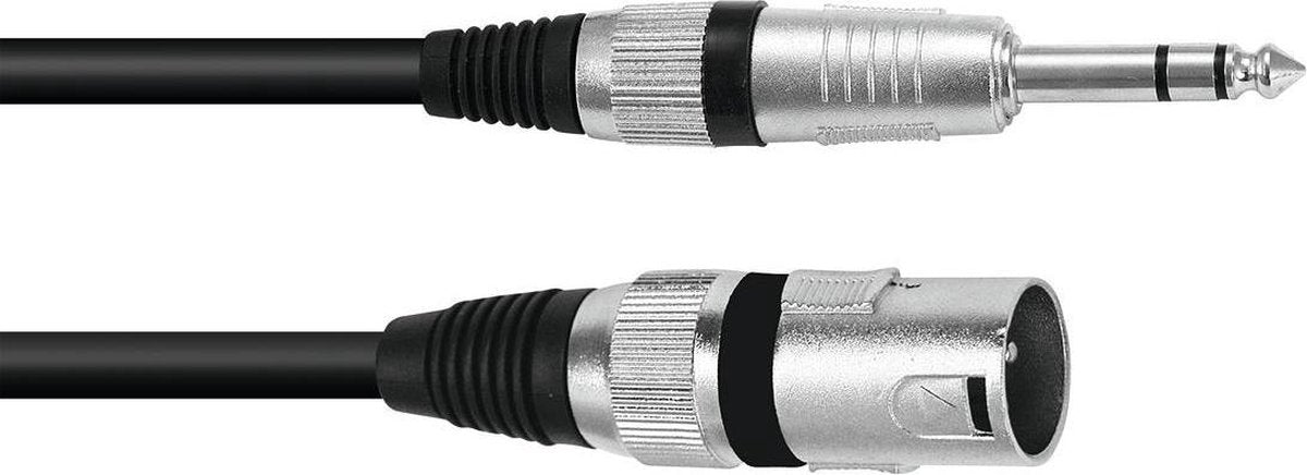 XLR Adapterkabel [1x XLR-stekker 3-polig - 1x Jackplug male 6.3 mm (stereo)] 0.15 m Zwart Omnitronic