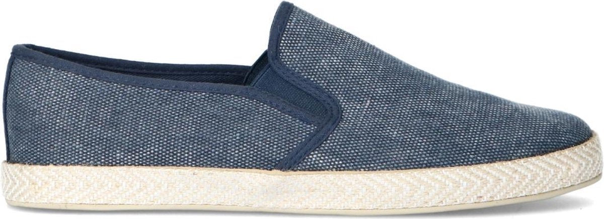 Sacha - Heren - Blauwe canvas loafers met gewoven touwzool - Maat 44