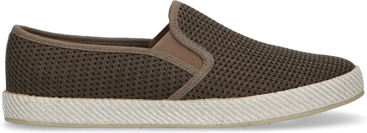 Sacha - Heren - Groene canvas loafers met gewoven touwzool - Maat 42