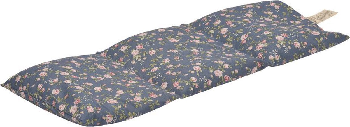Druivenpitkussen Jumbo - 20 x 50cm - Blauw met Bloemen