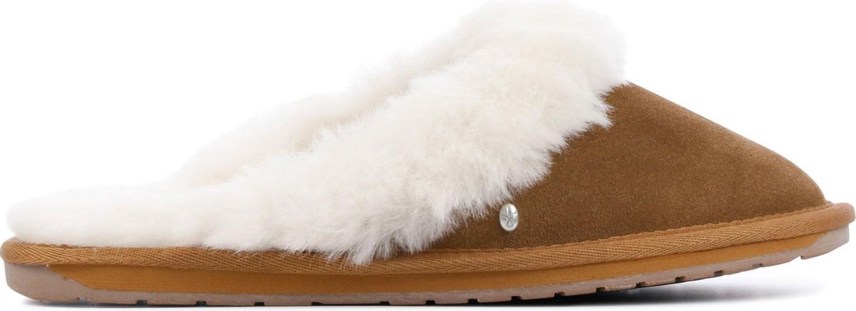 EMU Australia Vrouwen Stoffen Pantoffels / Damesschoenen Harde zool Sloffen - Jolie - Cognac - Maat 37