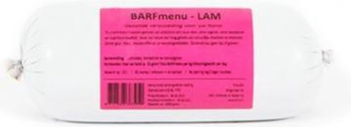 Barfmenu lam premium hondenvoer - 1000 gr - 1 stuks