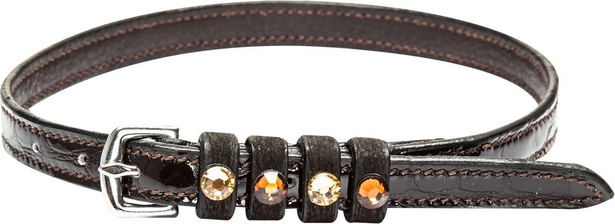 RelaxPets - Imperial Riding - Sporenriempjes - Kwaliteitsleer - Lakleer - Strass Steentjes - Brown Croco - 52 cm