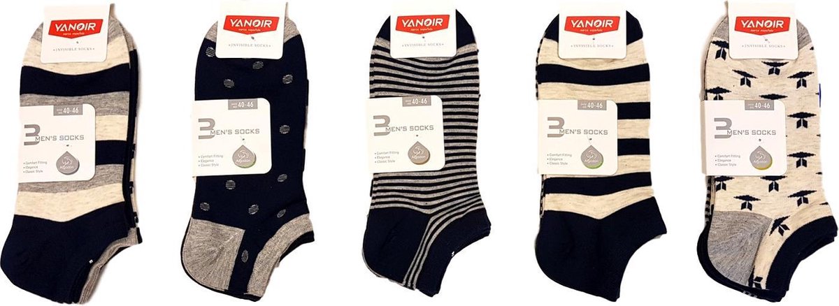 katoenen fantasie sneaker sokken mega multipack 15 paar maat 40-46