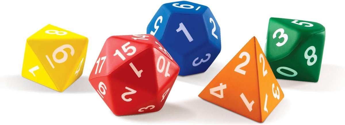 Set met vijf jumbo foam veelvlakkige dobbelstenen Learning Resources LER 7694