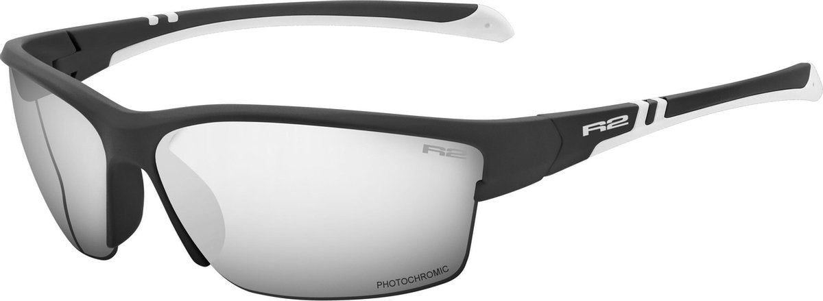 R2 Hero Kinderen Fietsbril - Sport Zonnebril - Meekleurende Glazen Zwart/Wit