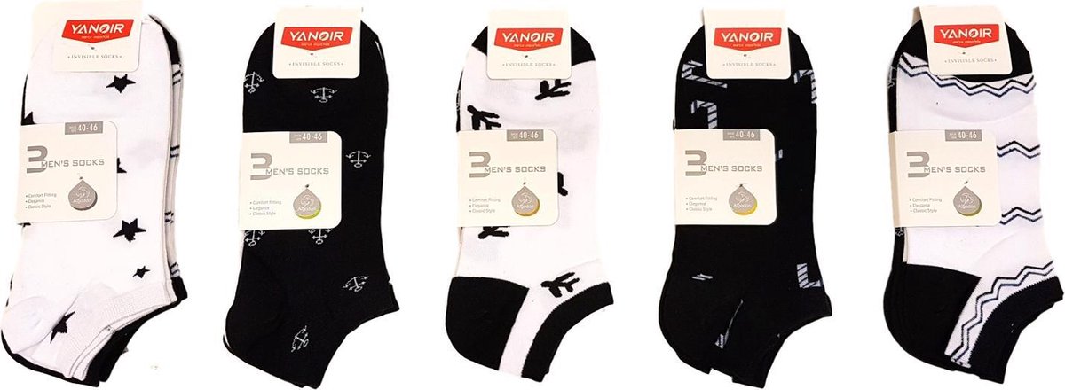katoenen fantasie sneaker sokken mega multipack 15 paar maat 40-46
