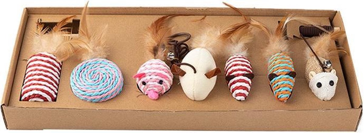 MELITE Luxe Kattenspeeltjes Set - 7 Speeltjes - Interactieve Kattenhengel