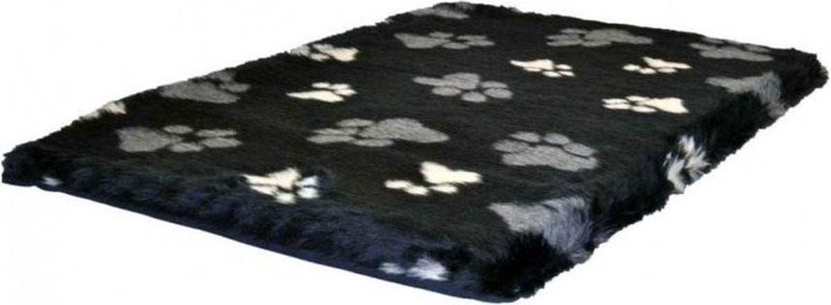 Benchkussen Teddy zwart met poot afdruk 50x35x4 cm