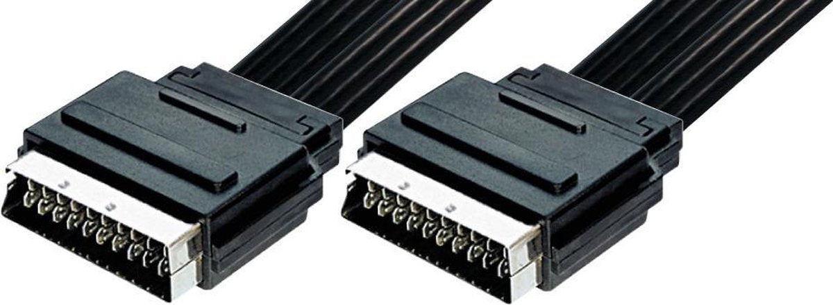 Transmedia 21-pins Scart kabel - plat / zwart - 0