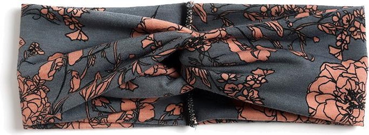 Haarband Flower / Bloemen Grijs / Oudroze | Katoen | Bandana | Fashion Favorite