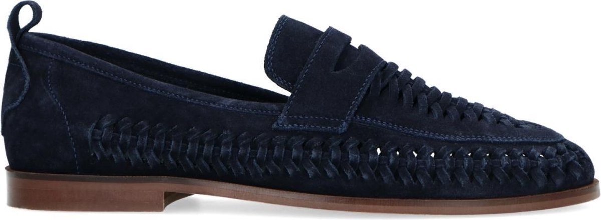 Sacha - Heren - Donkerblauwe suède loafers met gevlochten detail - Maat 43