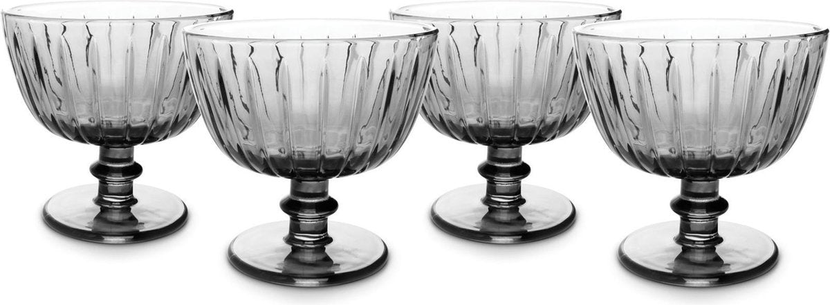 Dessert schalen op voet grey S&P / Set van 4 stuks