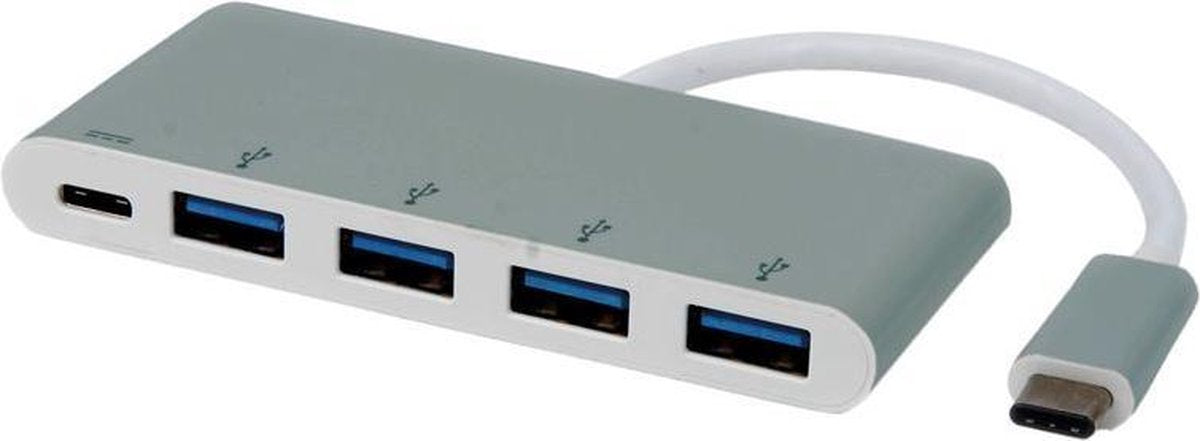 Roline USB-C hub met 4x USB-A en 1x USB-C PD poort - USB3.0 / aluminium - 0