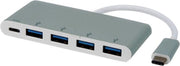 Roline USB-C hub met 4x USB-A en 1x USB-C PD poort - USB3.0 / aluminium - 0