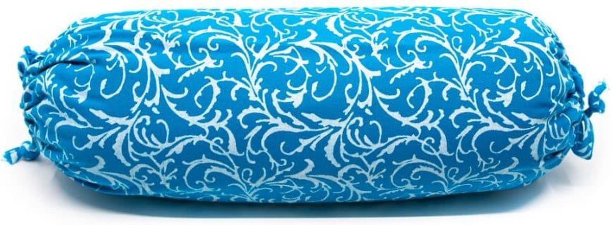 Yoga Mini Nek Bolster Blauw Rond Katoen – 34 x 10 x 10 cm