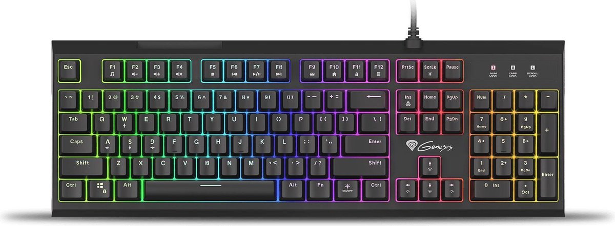 Genesis Thor 210 RGB Gaming Keyboard met Hybride mechanische toetsen Zwart - QWERTY -