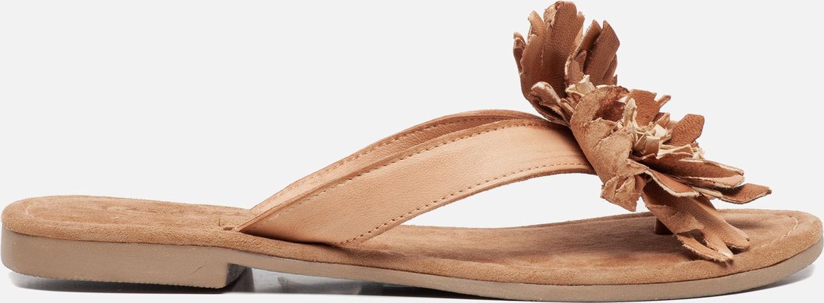 Lazamani teenslipper met bloem beige maat 38