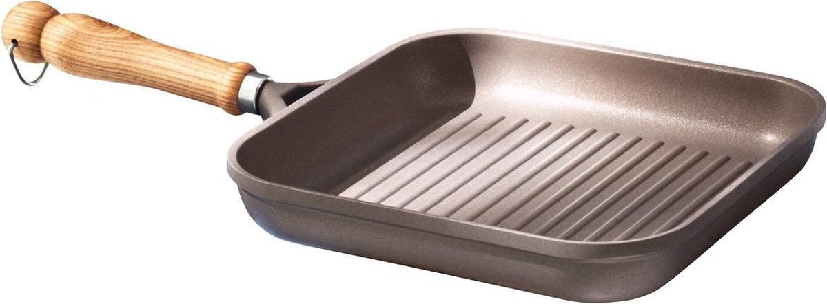 Berndes Grillpan - Bonanza - Essenhouten Steel - 24 x 24 cm - Grijs