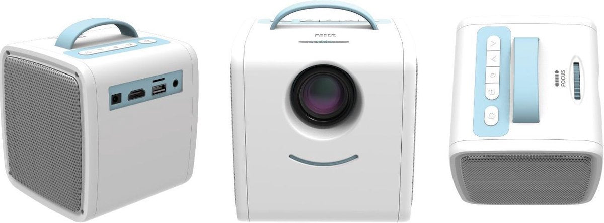Sinji Mini Beamer - Draagbare LED Projector - Presentaties/Films/Games - Ingebouwde Speaker - Wit/Blauw