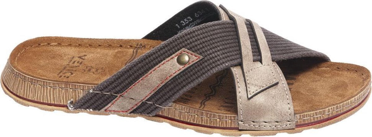 Venice Heren Bruine slipper leren voetbed - Maat 46
