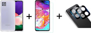 Samsung Galaxy A22 5G hoesje siliconen case transparant cover - 1x Samsung A22 5G Screen Protector + 1x Camera Lens Screenprotector