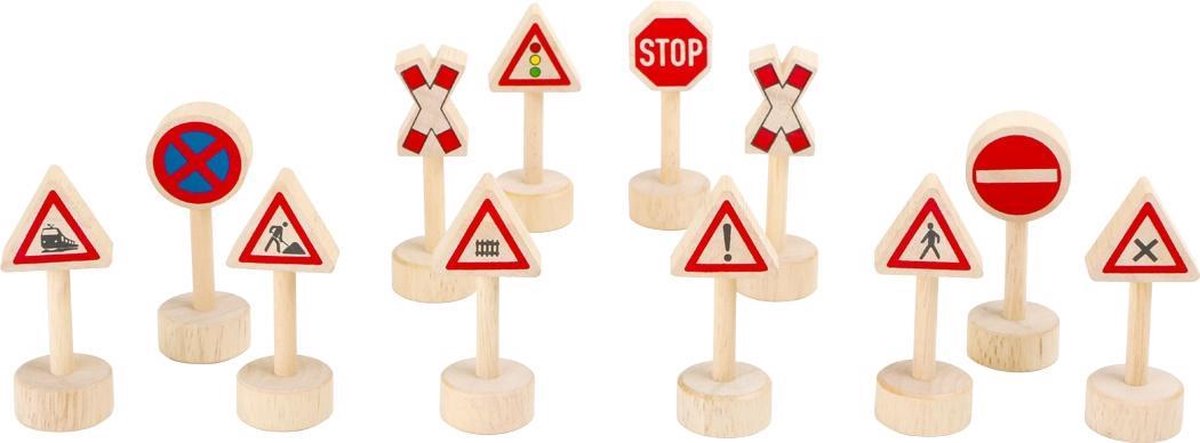 Small Foot 12 Houten Verkeersborden Voor Treinspoor 7 Cm
