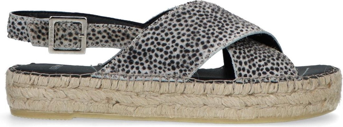 Manfield - Dames - Grijze espadrilles met cheetahprint - Maat 38