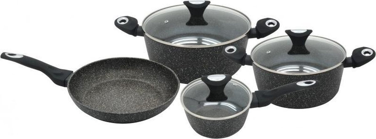 Klausberg 7030 pannenset - 7 delig - marmer coating - gesmeed aluminium - alle warmtebronnen