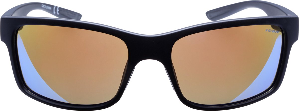 ICON Sport Zonnebril STORM  - Zwart montuur met rubber finish - Blauw spiegelende glazen - GEPOLARISEERD