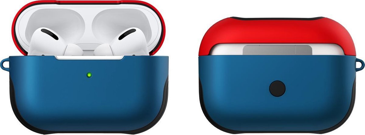Apple Airpods Pro Hoesje (rood en blauw) - 360° Volledige bescherming - Antivingerdruk - Trekt Geen Stof - Schokbestendig