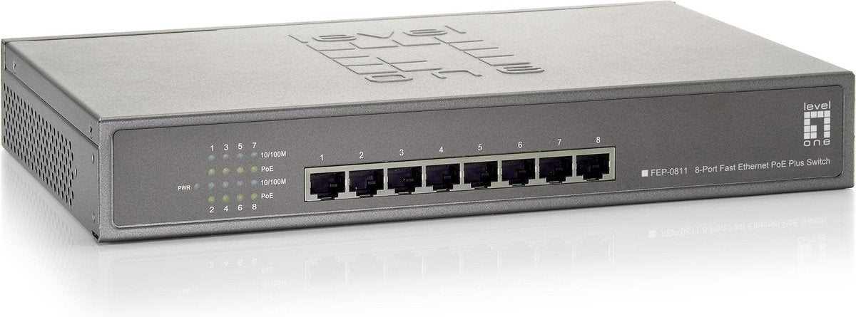 LevelOne FEP-0811W250 Fast Ethernet (10/100) Grijs Power over Ethernet (PoE)